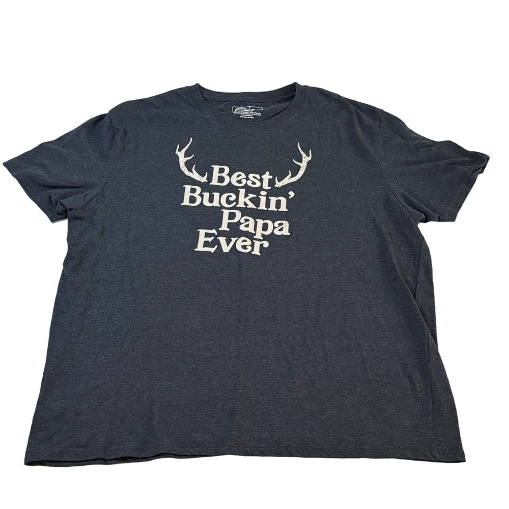 Crazy Dog “Best Buckin Papa Ever” Hunting Antler Graphic Tee Blue Sz 2X - Picture 2 of 6